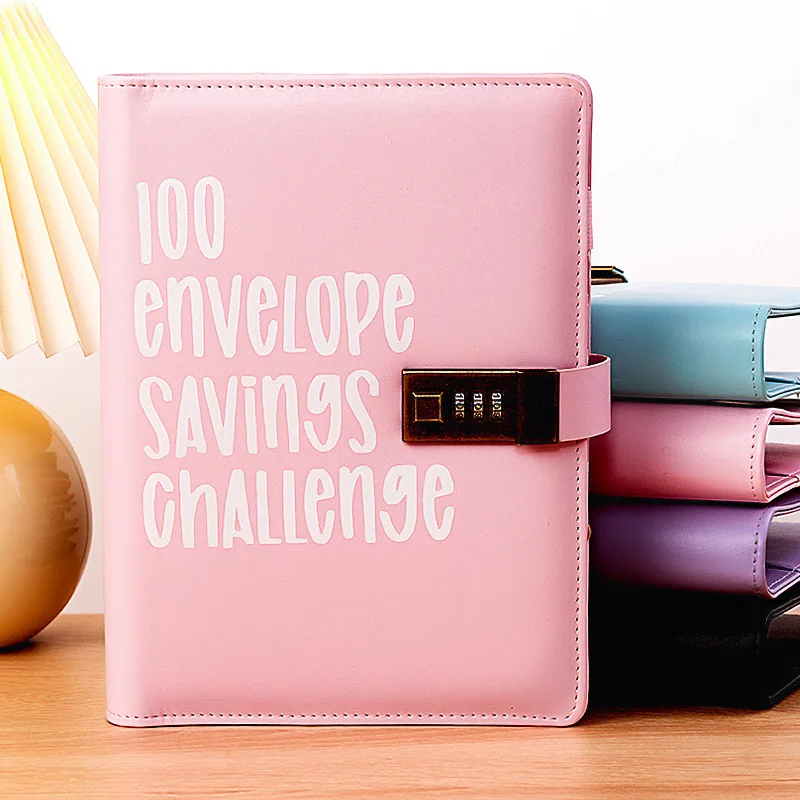 

100 Envelope Challenge Combination Lock Loose-Leaf Binder Budget Binder With Cash Envelopes Money Organizer System