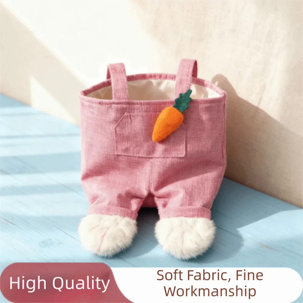 Cute Design Rabbit Storage Bag Shaped Storage Overalls Shape Easter Candy Bag Bunny Design Party Favor Bunny Candy Present Bag