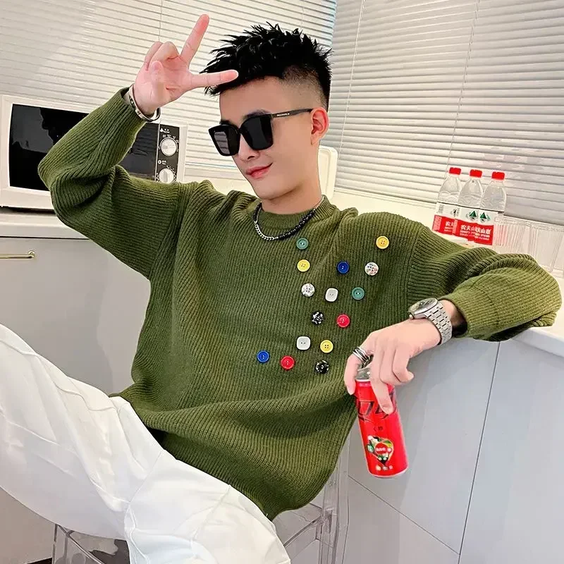 

Man Clothes Designer Luxury Crewneck Knitted Sweaters for Men Button Round Collar White Pullovers Best Selling Products 2024 S X