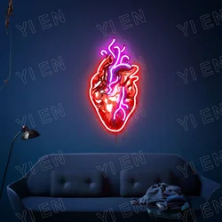 Letrero de neón UV personalizado, decoración de pared, arte de pared, corazón de obras de arte