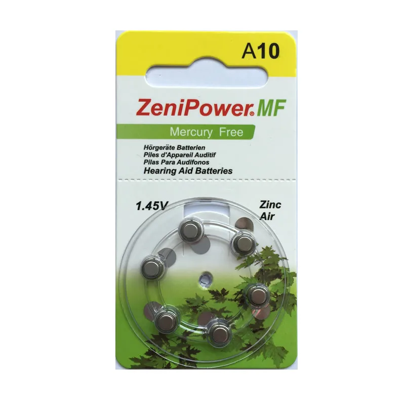 

Hearing aid battery zinc air battery A10 with 1.45V