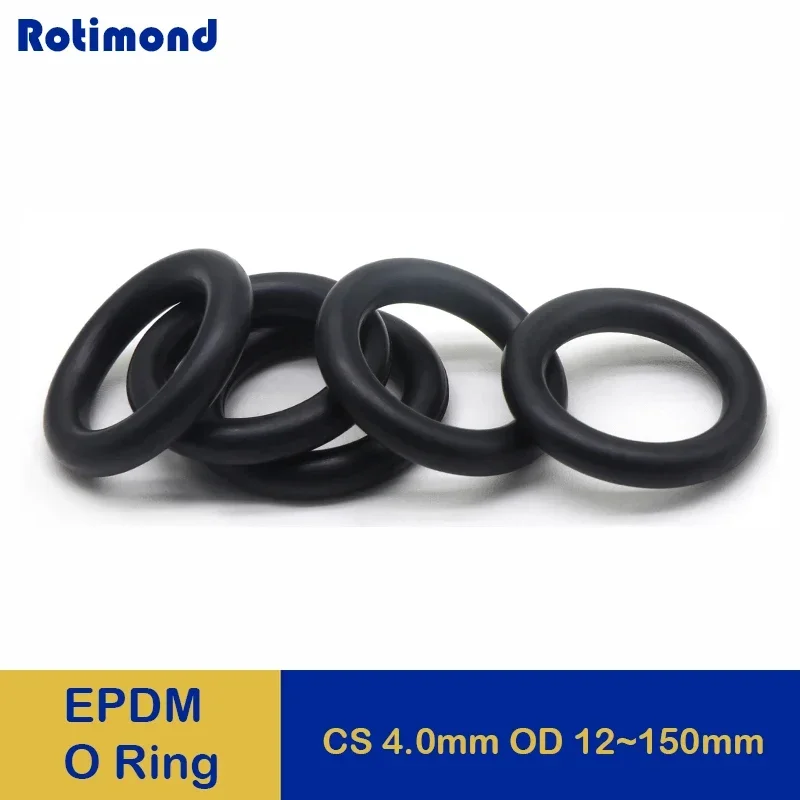 

EPDM o Rings CS 4mm OD 12 ~ 150mm Acid and Alkali Resistance Water Resistance Friction Resistance o-ring Black 10/50Pcs