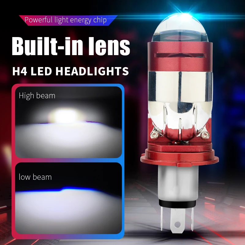 1/2pcs LED H4 Automobile Headlight mini projector dual lens Integrated bifocal lens car Styling headlight Bulbs Focused Light