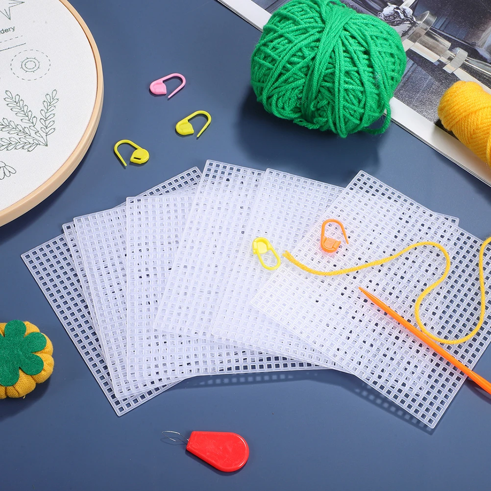 

20Pcs Plastic Mesh Canvas Sheets Durable White Cuttable Grid for Embroidery Cross Stitch Yarn Craft Needlework 4.21in