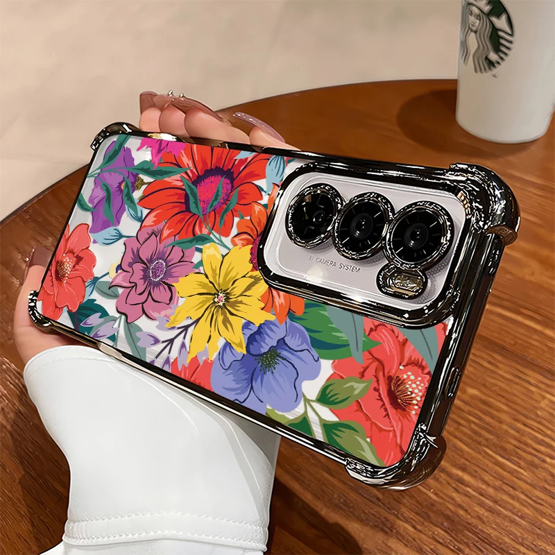 Shockproof Phone Case For Huawei Honor 600 400 Lite Play 60 Plus 10 200 Smart 50 Silicone Flower Pattern Plating Soft Cover