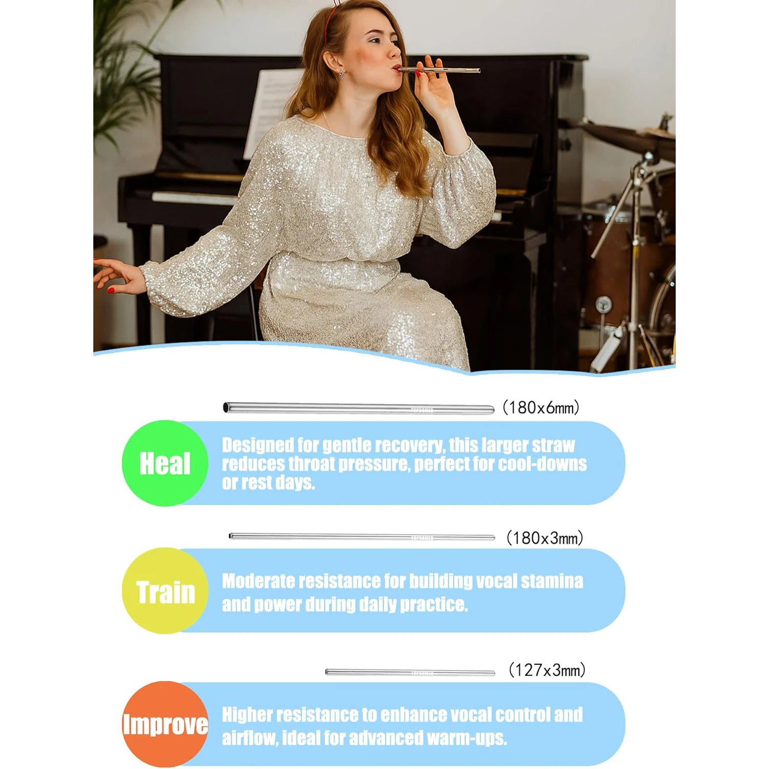 Singing Straws Vocal Trainer for Voice Healing Aid and Vocal Training, Vocal Straw for Singers