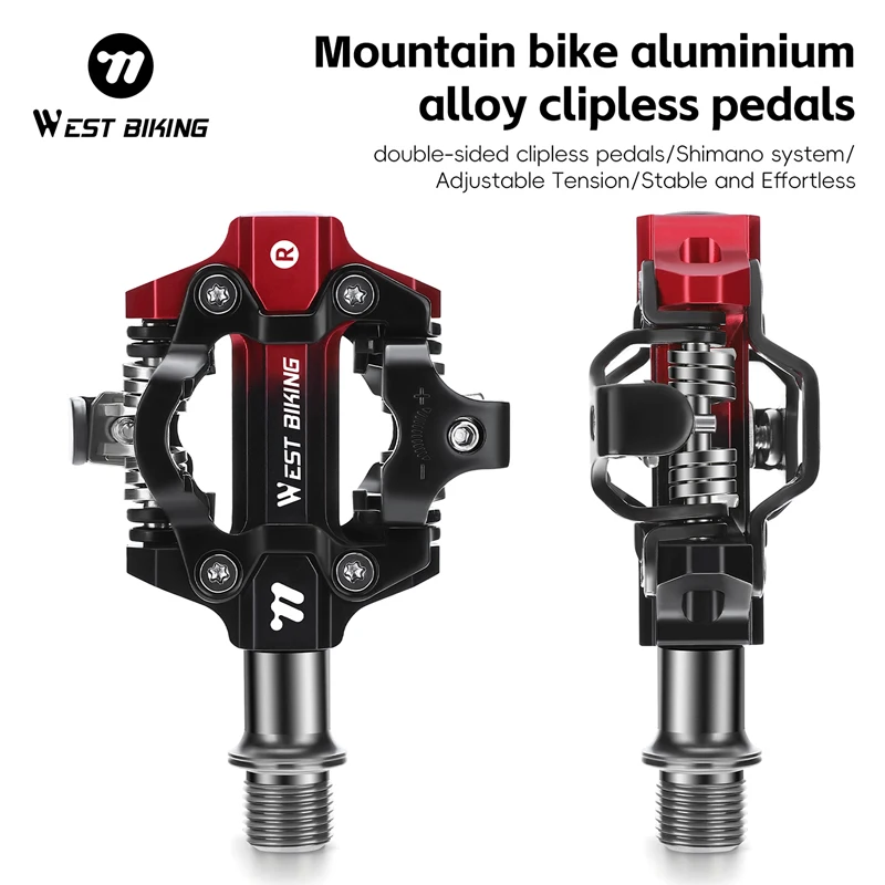 

WEST BIKING MTB Bicycle Pedals 2 Bearings Cycling Lock Pedal Double-sided Self-Locking Alloy Mountain Bike Pedals Bicycle Parts