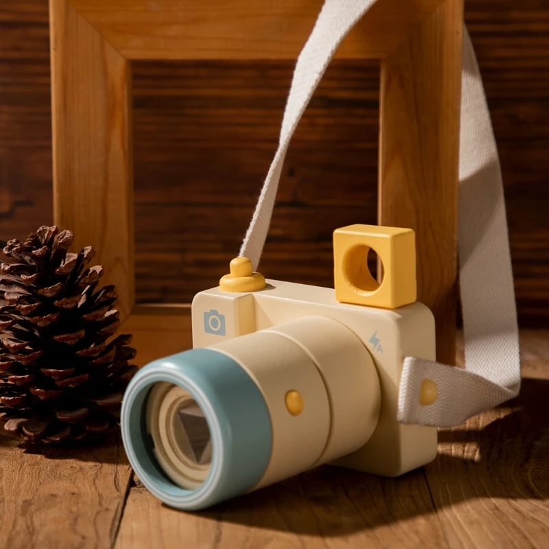 Caleidoscopio de cámara para bebé, Juguetes Educativos de madera para niños, juguetes cognitivos Montessori, modelo de cámara, accesorios bonitos