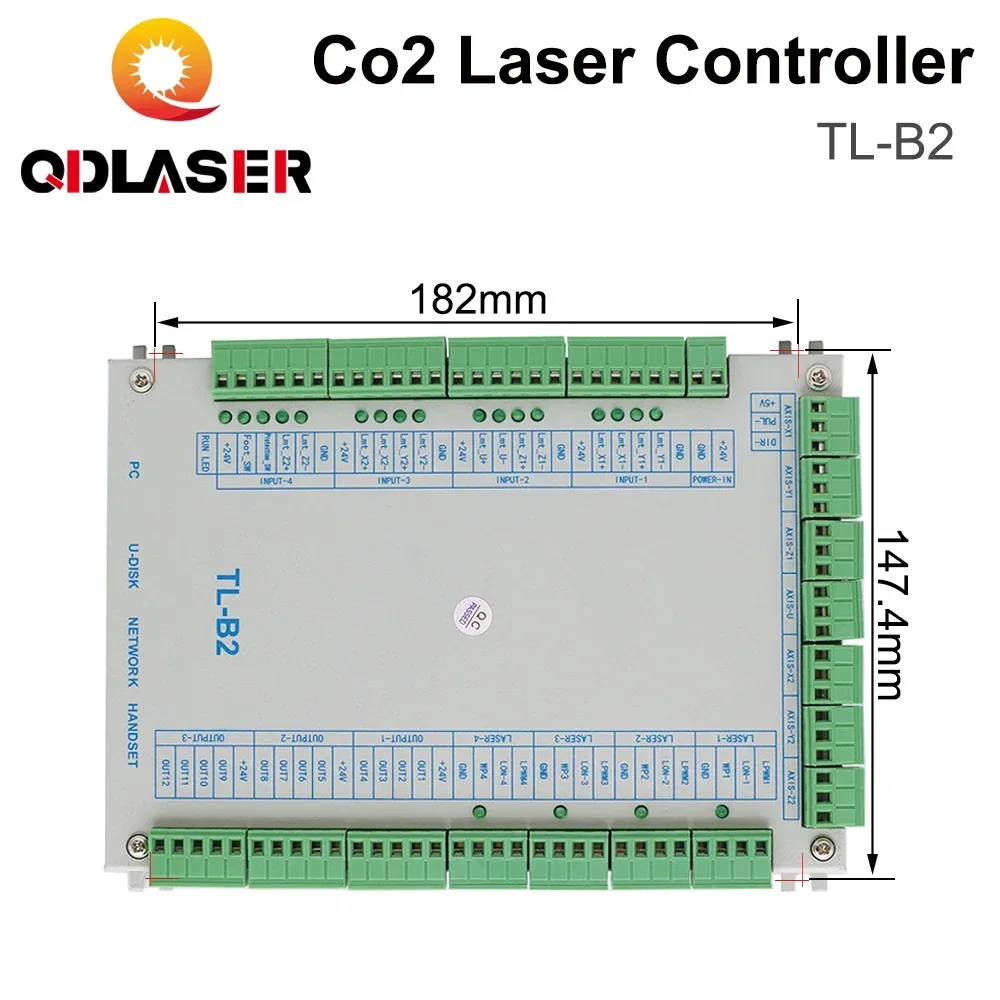 

QDLASER Topwisdom TL-B2 Большой контроллер лазерного станка CO2 Поддержка 7-осевого управления движением Для станка лазерной гравировки и резки