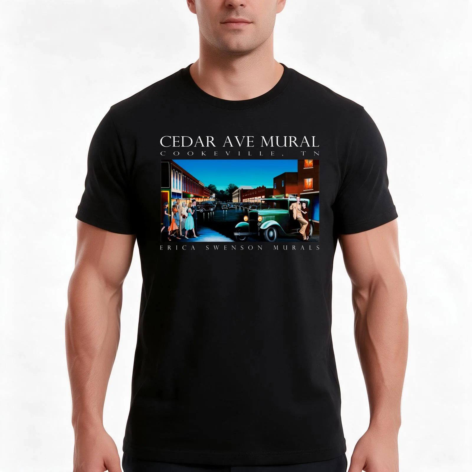 Cedar Ave Mural Cookeville TN T-Shirt Summer Casual Cotton Tee Oversized Streetwear Tops Vintage Graphic Print 100% Cotton