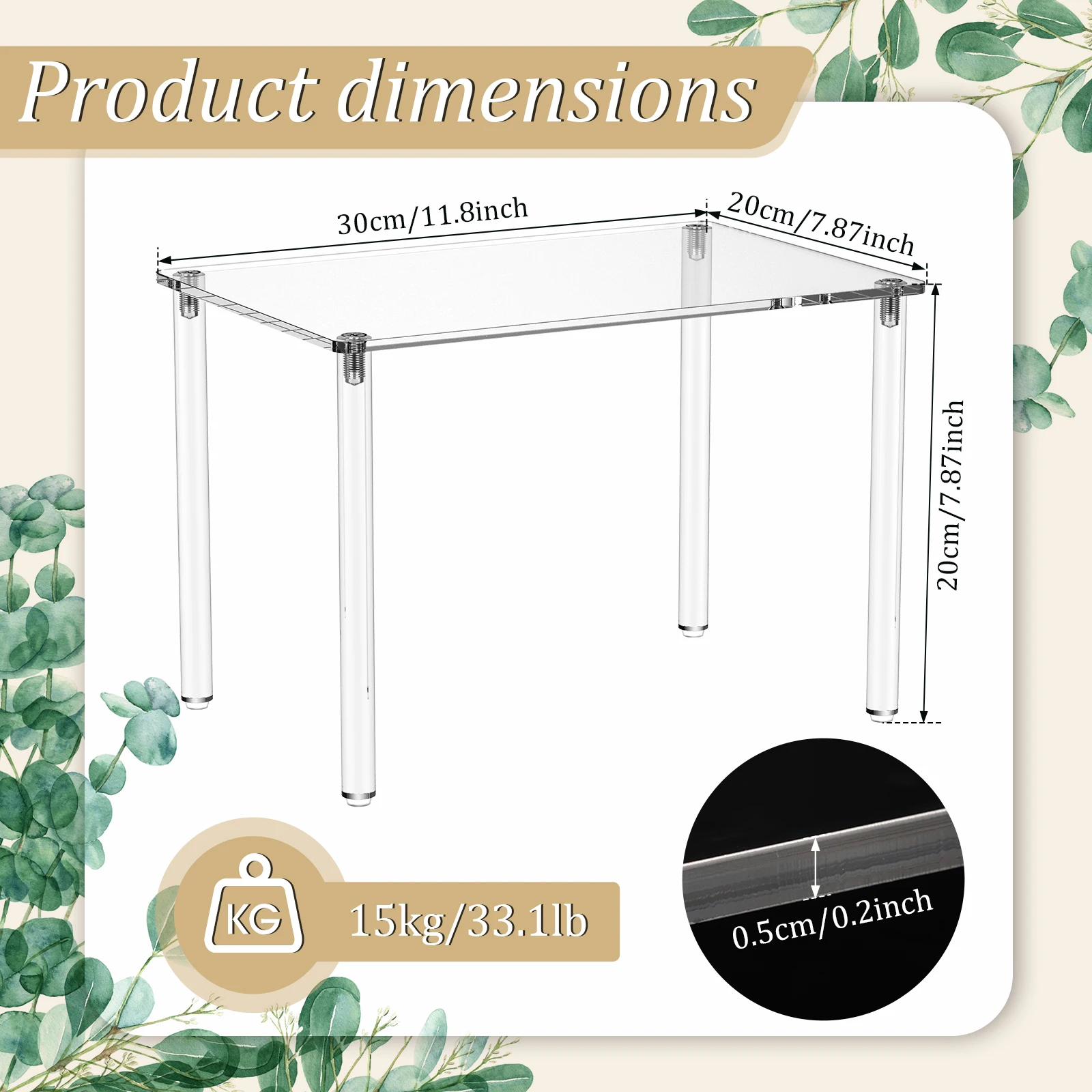 1Pc Acrylic Display Riser Clear Shelf Potted Plant Display Stand 4 Leg Souvenir Display Stand for Collectibles Figures and Plant