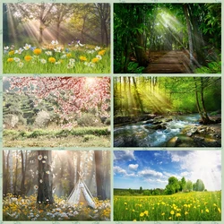 Laeacco Spring Scenery Background for Photography Natural Forest Flowers Landscape Photo Portrait Photographic Backdrop Decor