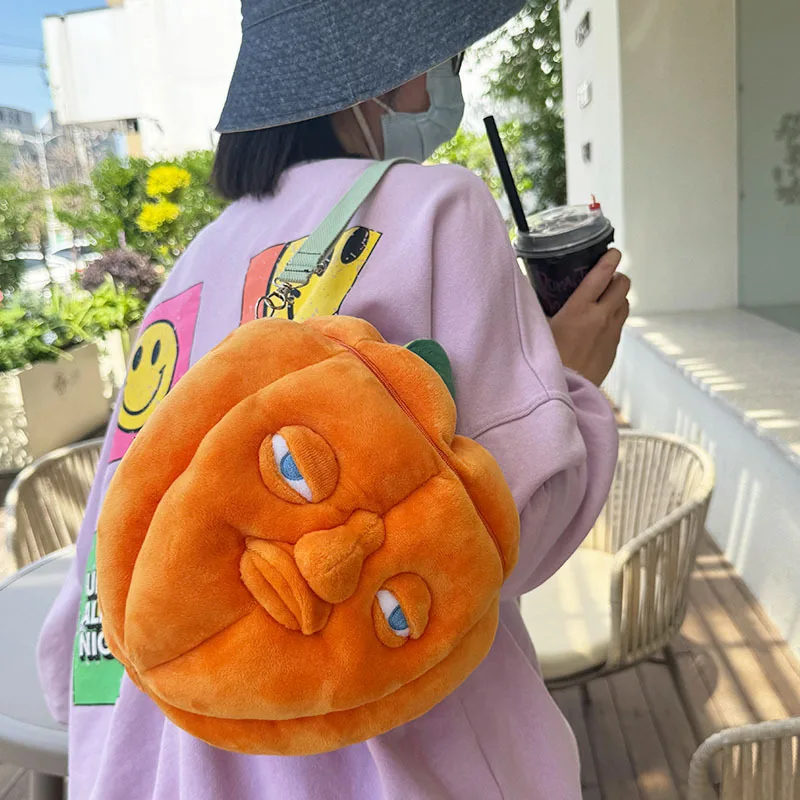 Creative Anime Delicious In Dungeon Peripherals Pumpkin Messenger Bag Cartoon Plush Doll Cosplay Backpack Cute Birthday Gift