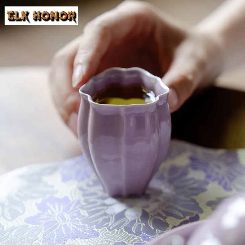 

2pc/lot Purple Teacup Boutique Tea Bowl Sample Tea Cup Tea-tasting Meditation Cup Jianzhan Master Cups For Tea Ornaments 60ml