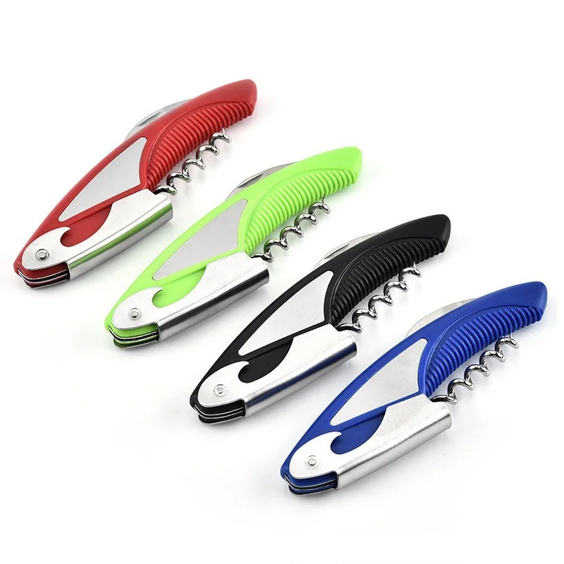 100Pcs/Lot Plastics Handle Professional Wine Opener Multifunction Portable Screw Corkscrew Wine Bottle Opener Cook Tools