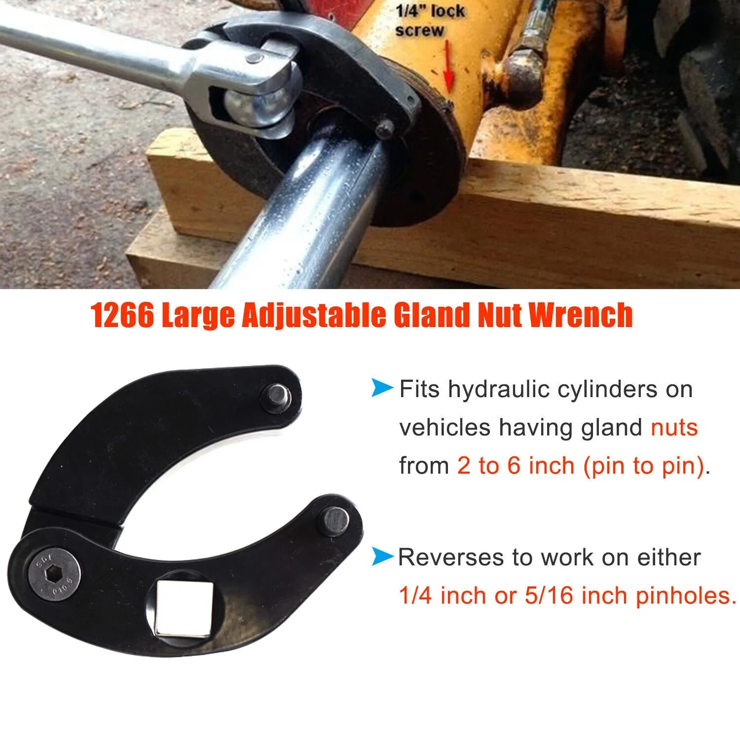 ประแจขันน็อต 1266 ขนาด 3/4 นิ้ว แบบสี่เหลี่ยม ปรับได้ สำหรับน็อตกระบอกไฮดรอลิก ใช้ได้กับอุปกรณ์การเกษตรและก่อสร้างส่วนใหญ่