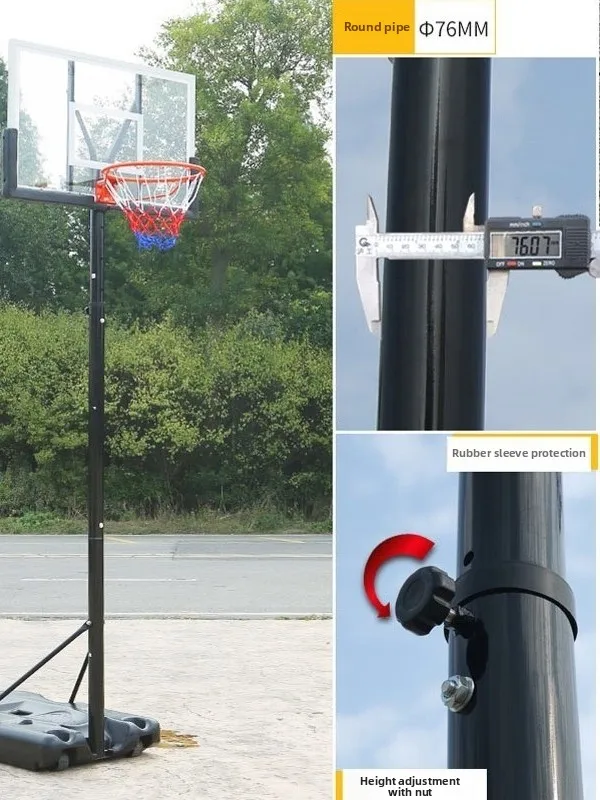 

Indoor Outdoor Adjustable Basketball Rim Standard Size Portable Adult Children's Home Gym Equipment Basketball Hoop Stand