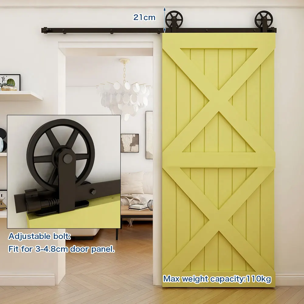 

TSMST 2PCS Black Sliding Barn Wood Door Rollers Hanger Kit with Accessories (No Rail/No Doors)