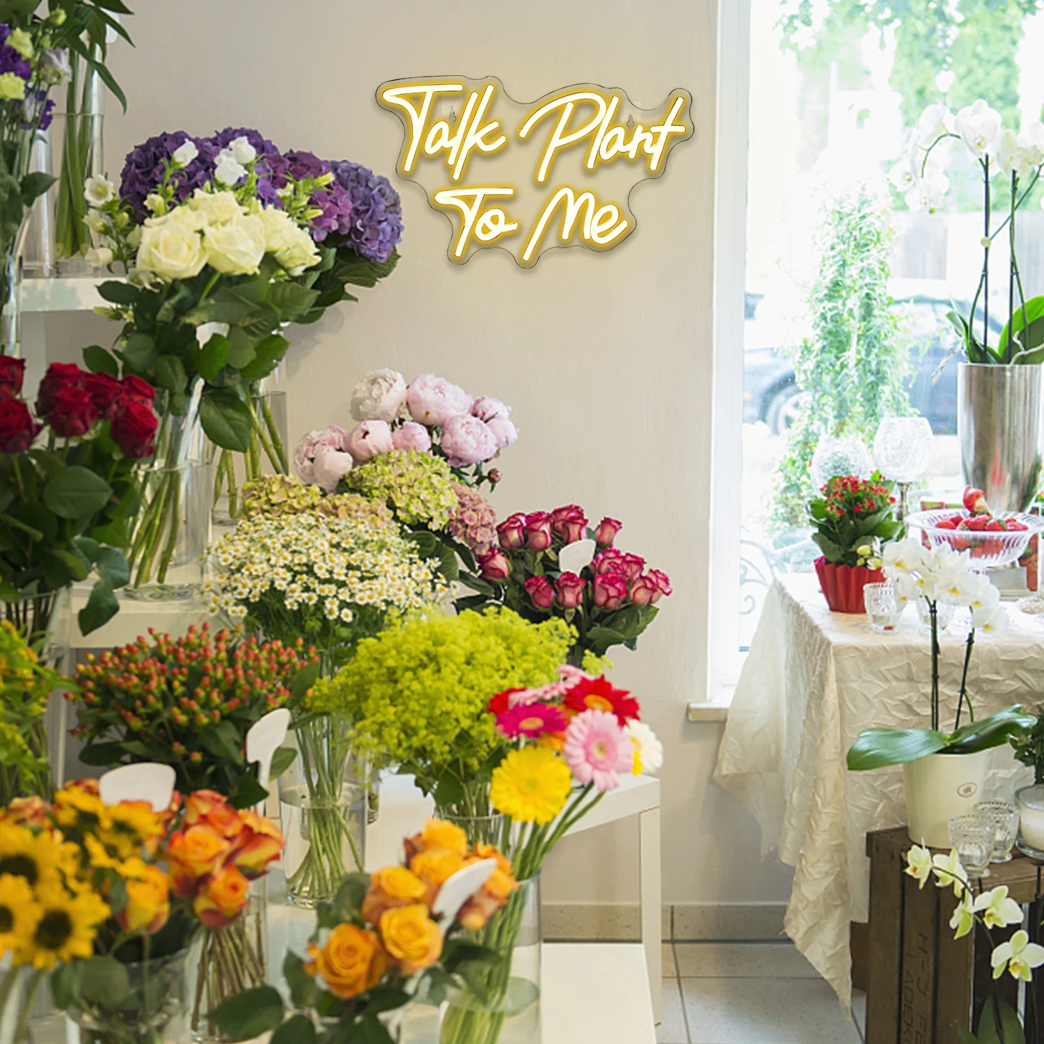 Talk Plant To Me Neon Light LED Luminous Neon Sign Party Birthday Reunion Room Home  Personality Decoration Wall Hanging Lamp