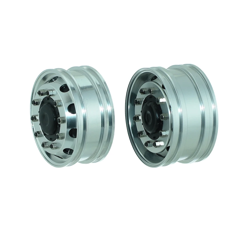 1 Pair Aluminum Alloy Front Later Wheels Hub Rim for 1/14 Tamiya RC Truck Trailer Tipper Scania 770S MAN Benz Actros 3363 Volvo