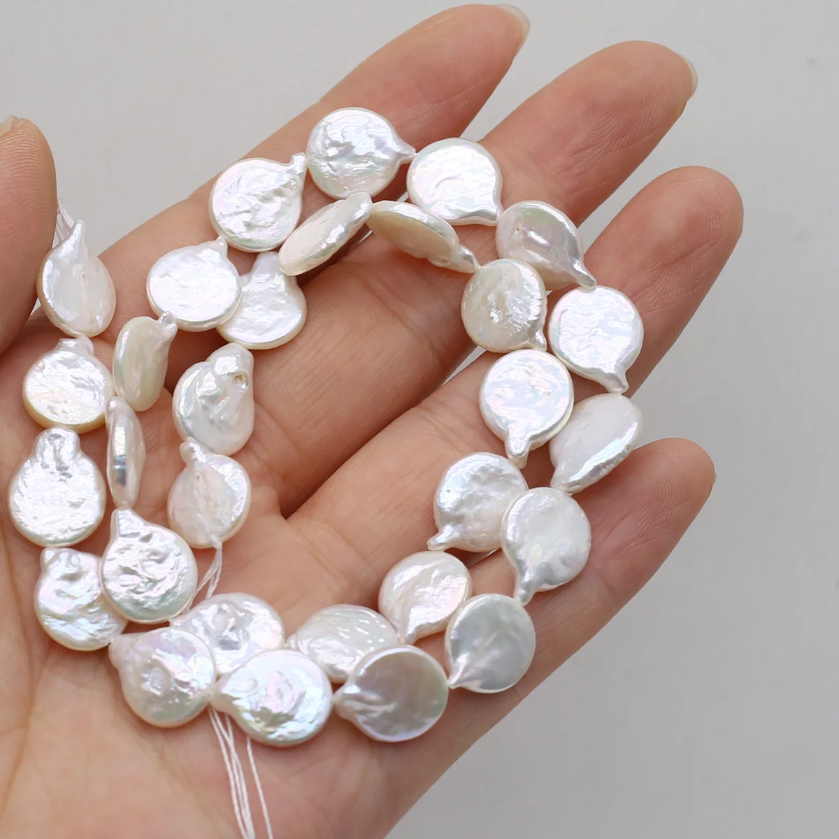 عالية الجودة الأبيض غير النظامية قطرة الشكل لؤلؤ المياه العذبة الطبيعية 11-13 مللي متر تباعد فضفاض مطرز صنع المجوهرات قلادة أقراط #6