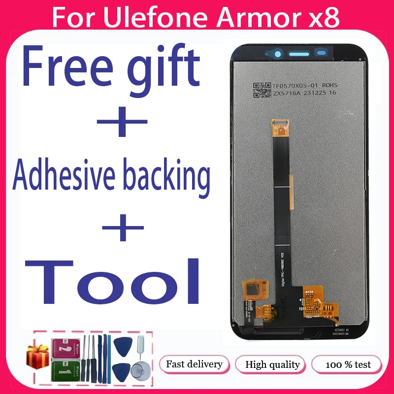 

Для Ulefone Armor X8 + ЖК-дисплей + сенсорный экран + бесплатная клейкая подложка + инструмент