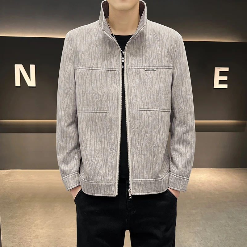 2025 Autumn Winter Men's Versatile Lapel Jacket Men Fashion Korean Version Casual Jacket Stand Up Collar Business Social Coats