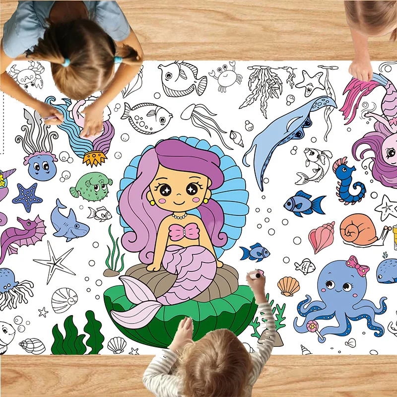 Libri da colorare di compleanno per bambini Regalo Castello Grande da colorare Halloween Natale Poster Tovaglia da colorare per giocattoli per bambini