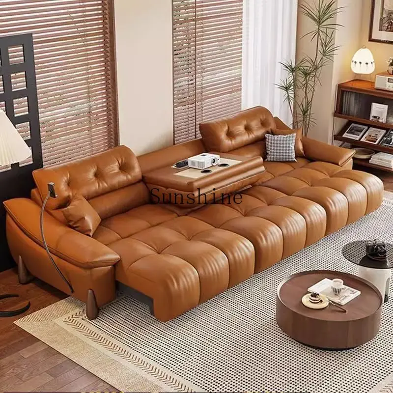 

Leather electric sofa bed Italian zero against the wall living room multi-functional, simple and modern