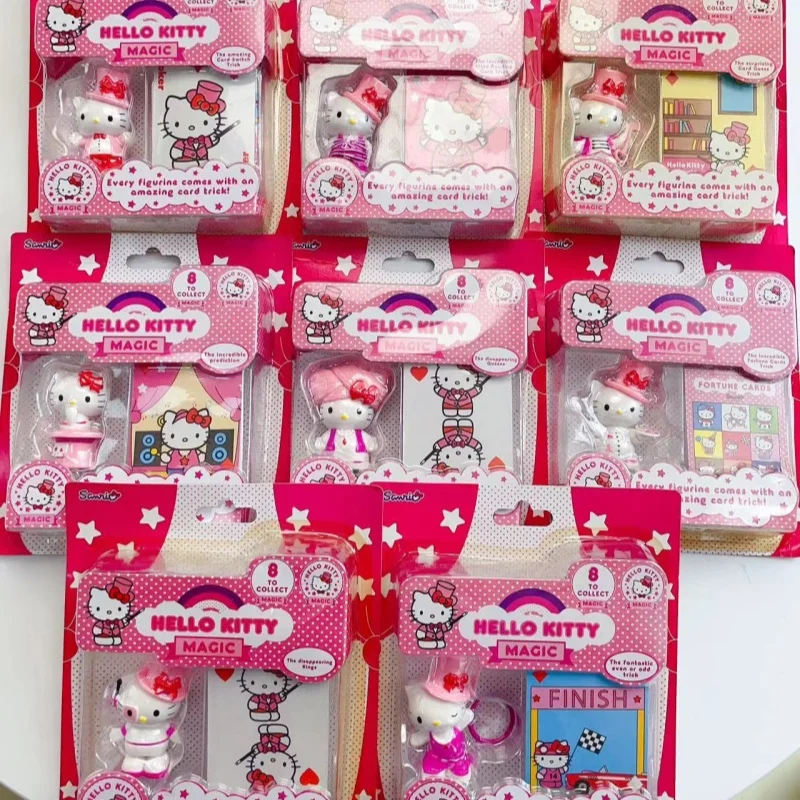 Cartoon Anime Cute Vintage Model Pink Kittey Magic Series Toy Doll Set Of 8  Must Choose Gift For Girls