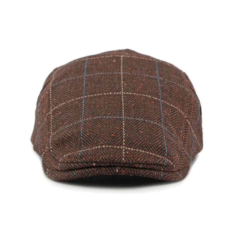 

LDSLYJR Autumn and Winter Cotton Plaid Print Newsboy Caps Flat Peaked Cap Men and Women Painter Beret Hats 150