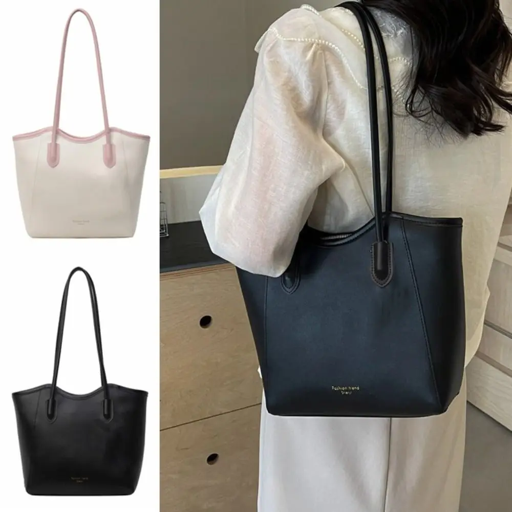 

Simple Large Capacity PU Tote Bag Handbag Minimalist Ladies Shoulder Bag Ins Style Underarm bag Women