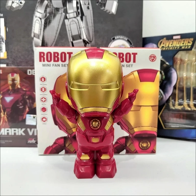 Mini ventilateur électrique de dessin animé Marvel Iron Man, chargement USB, durable, jouets pour garçons, cadeau d'anniversaire, nouveau, 2024