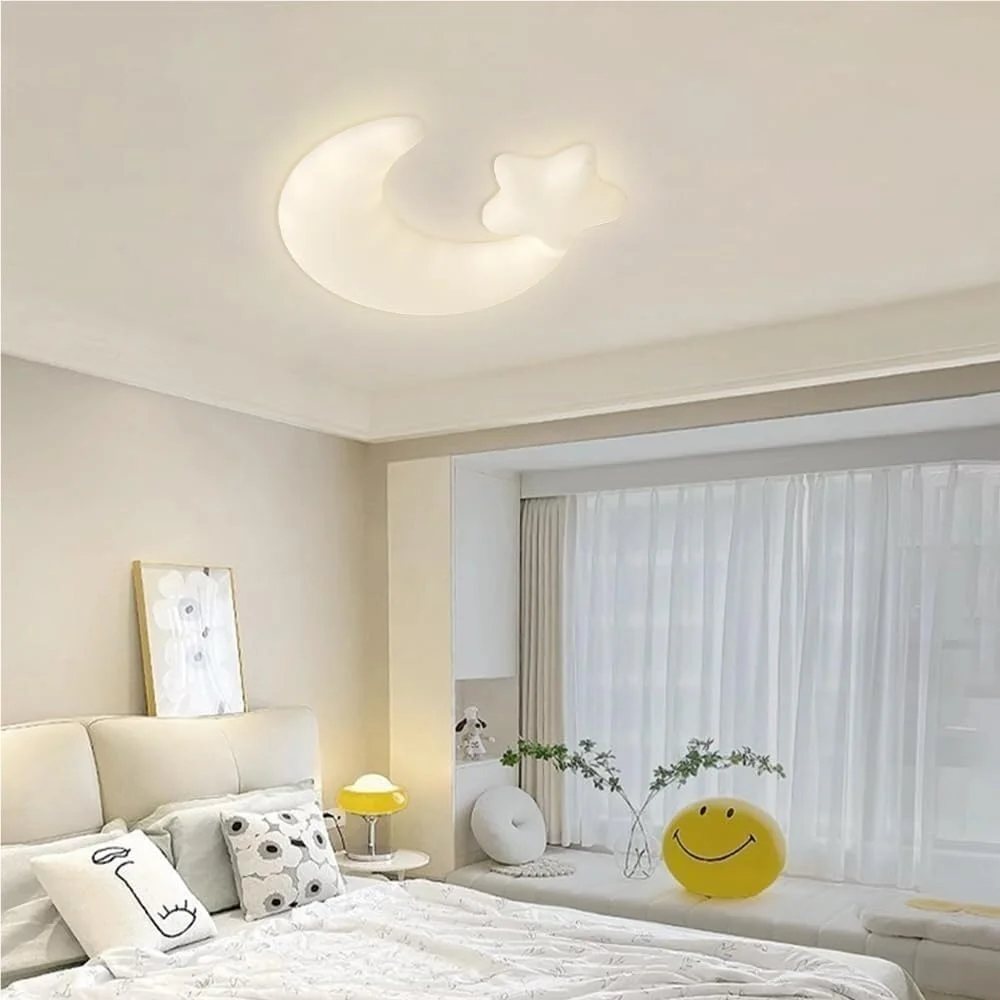 Luz de teto embutida LED em forma de crescente, regulável para quarto de crianças, cozinha, sala de estar, corredor, berçário, branco, 18,9 polegadas