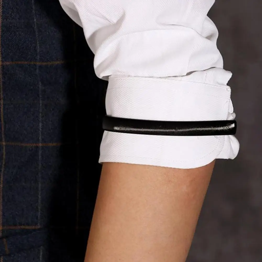 Unisex Stretchy Metal Sleeve Garters Mens Elastic Arm Shirt Spring Band Bartender Non-Slip Holder Sleeve Loop Sleeve Mens C B9R0