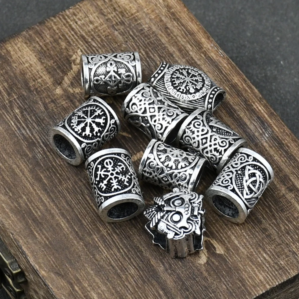 Viking Runes Spacer Beads Futhorc Bead Fit Beards Hair TIWAZ TYR Sol rune Odal Futhark Rune DIY Jewelrys