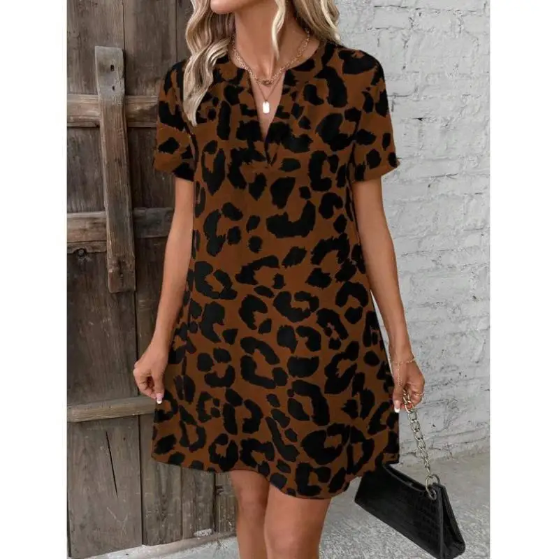 

Cross-Border New Leopard Print Split Ne Dr Men's Casual Sportswear Set Seven-Quarter Sve Autumn Season Dr