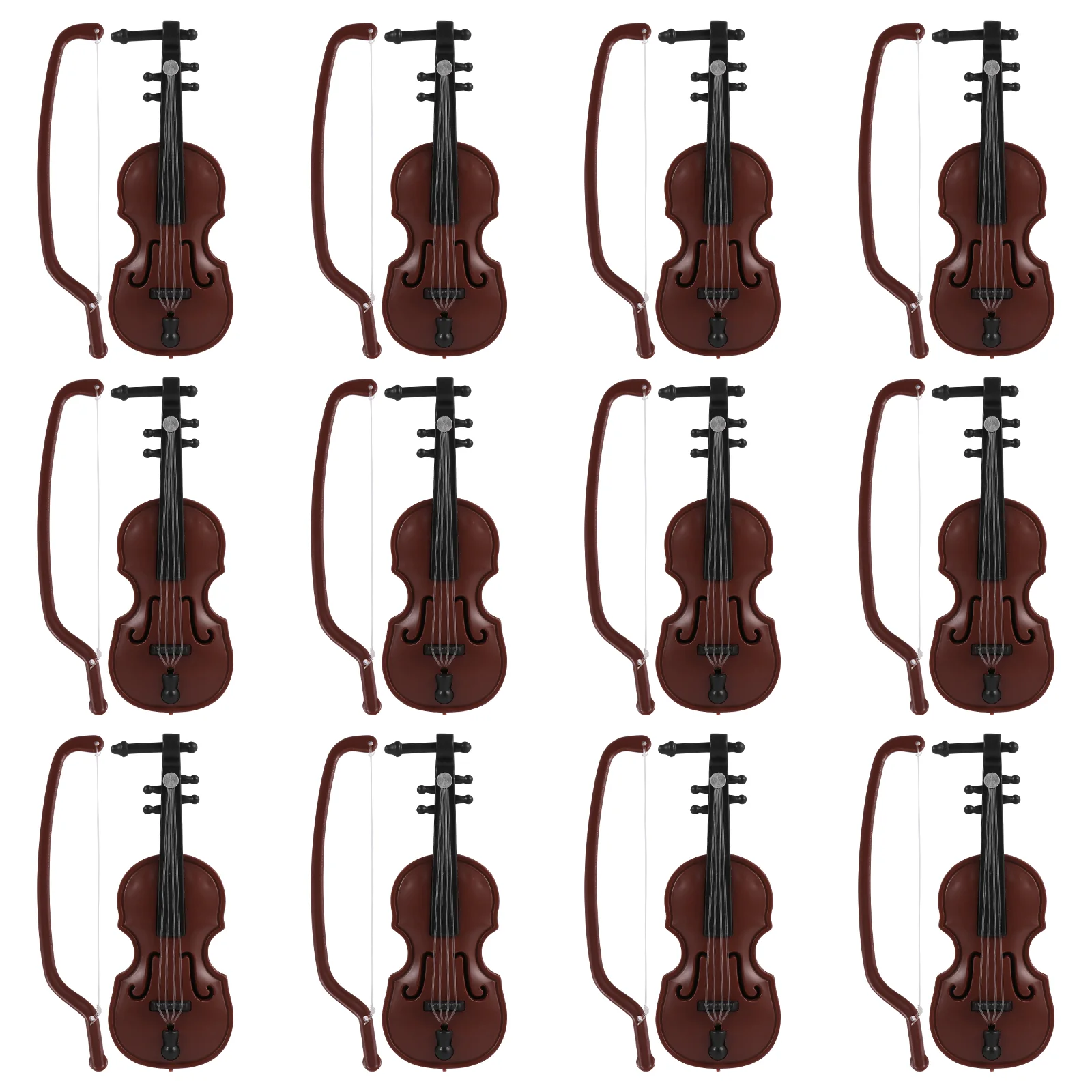 

12 Sets Mini Violin Decoration Christmas Props Small Model Musical Instrument Plastic Violins Crafts