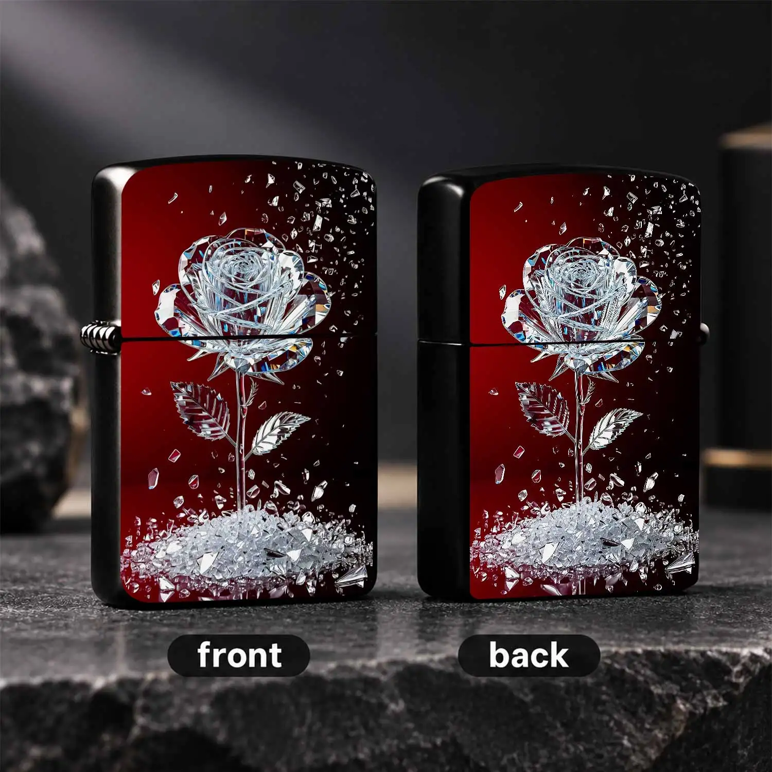 Exquisiteshattered Rose Themed Lighter, Artistic Cut Iridescentbody, Aesthetic Creative Practical Goodie, Ideal Gift For Birthdays And Festivals, Suitable For Daily Outings And All Scenarios, High-Value Unique Personal A Humorous And Intere