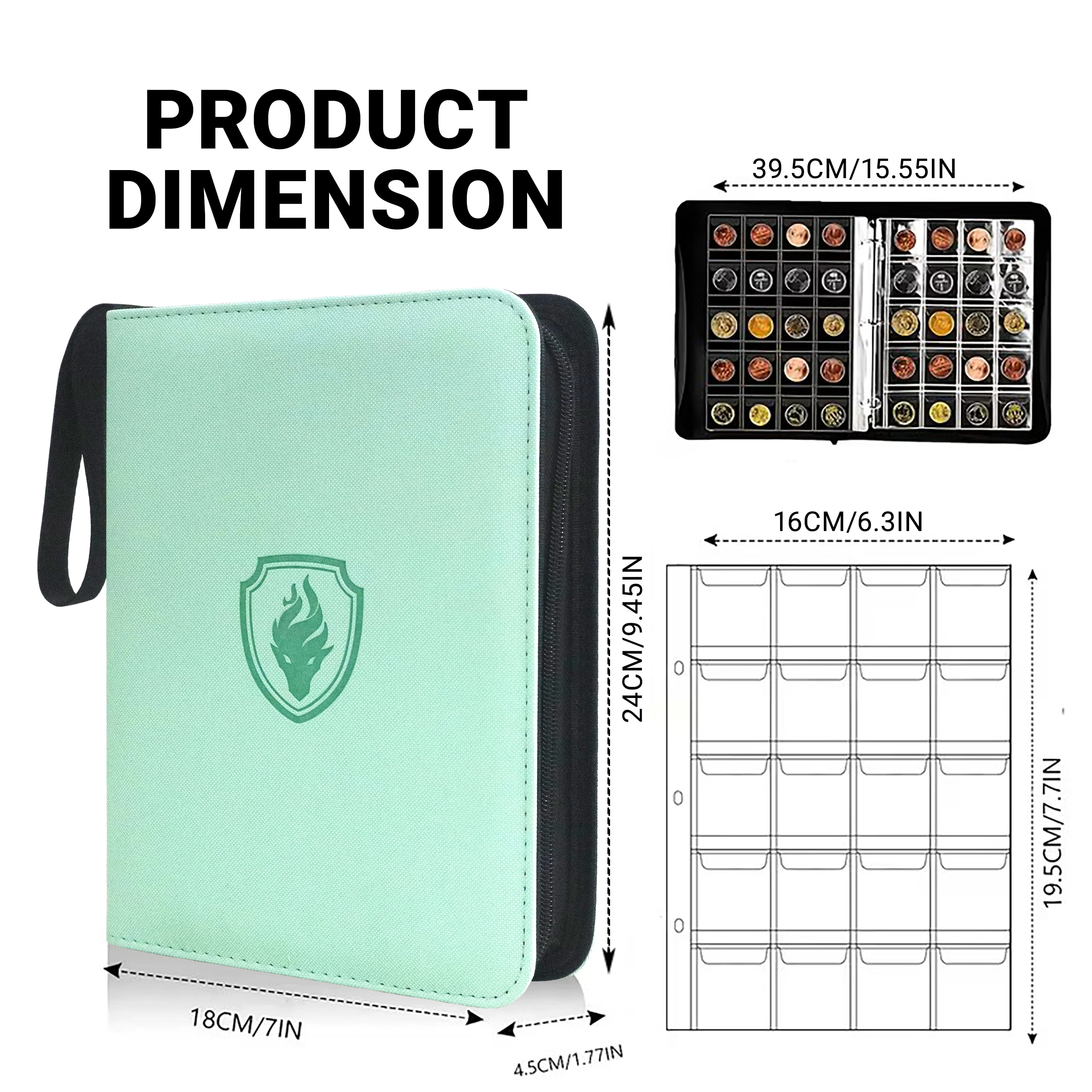 220 Slots Coin Collector Book Zipper PU Coin Storage Album Portable Coin Protector for Collection Display