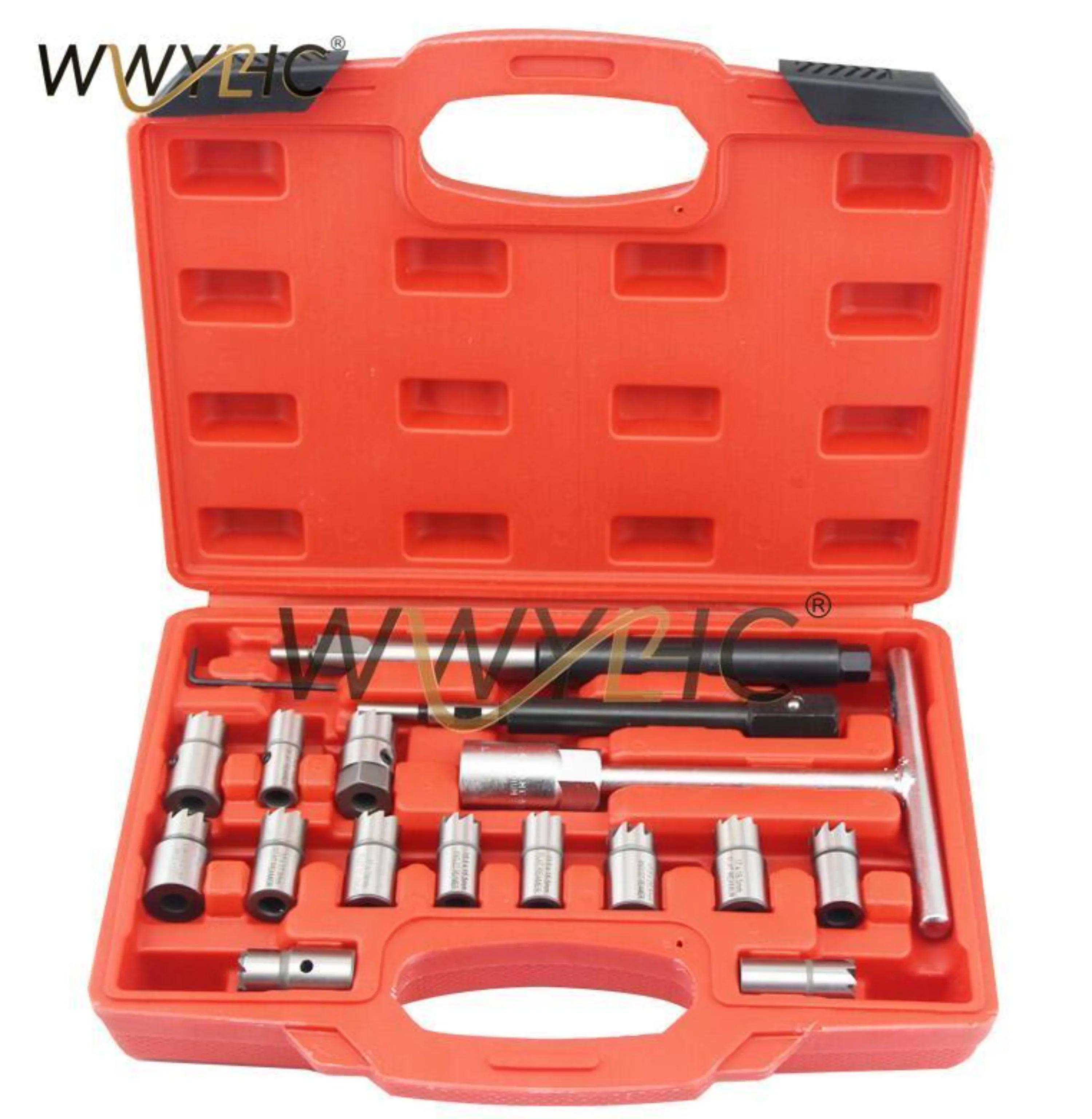 5/7/10/17PC Four sets  Injector Seat Cutter Cleaner Tool Set Carbon Remover Clean Repair Tool Automotive Accessories