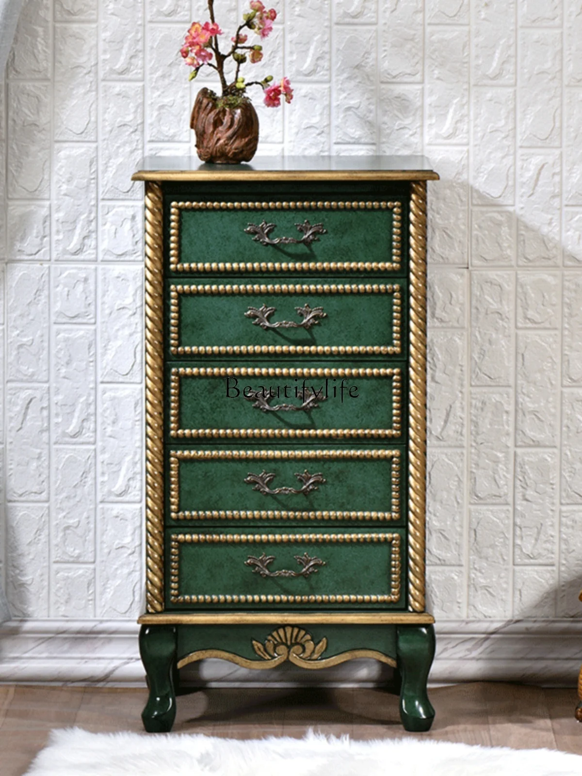 

*American solid wood living room storage locker bedroom decoration finishing cabinet