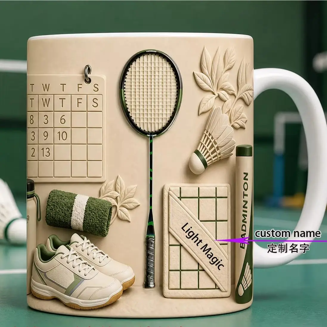 Custom Name Badminton Ceramic Mug, Personalized Badminton Fan Coffee Cup, Sports Themed Drinkware Gift for Badminton Lovers