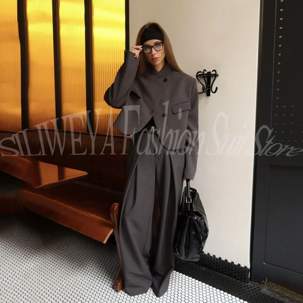 

Smart Casual Stylish Blazer Set For Women Luxury 2 Pieces Female Suit Loose Pants Sets Conjuntos De Pantalones Jacket+Pants