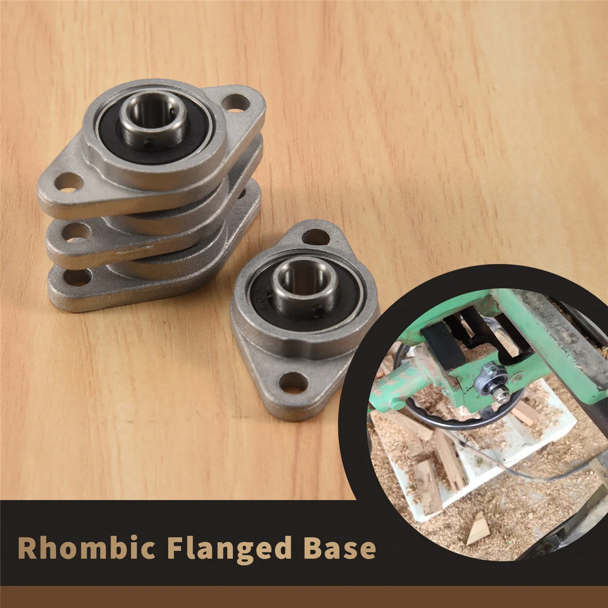 Liga de zinco Rhombic Flange Bearing para CNC Pillow Block, 8mm Diâmetro do furo, Kfl08, 4Pcs