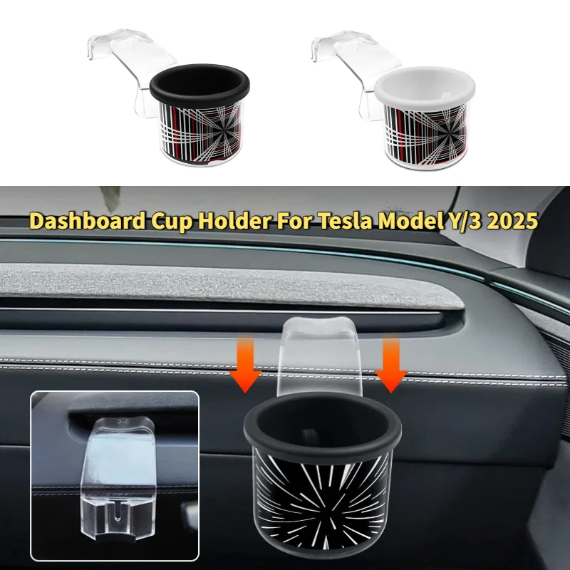 

For Tesla Model Y Juniper Model 3 2021-2025 Dashboard Side Cup Holder Automotive Interior Accessories Car Water Cup Holder Stand