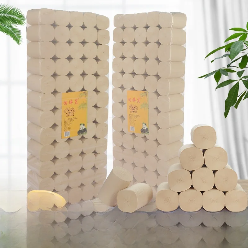 Large Pa Bamboo Pulp Toilet Paper 30 Rolls 60 Rolls Home Use Roll Towel Strong Wet Water Resistance No Fraance from China