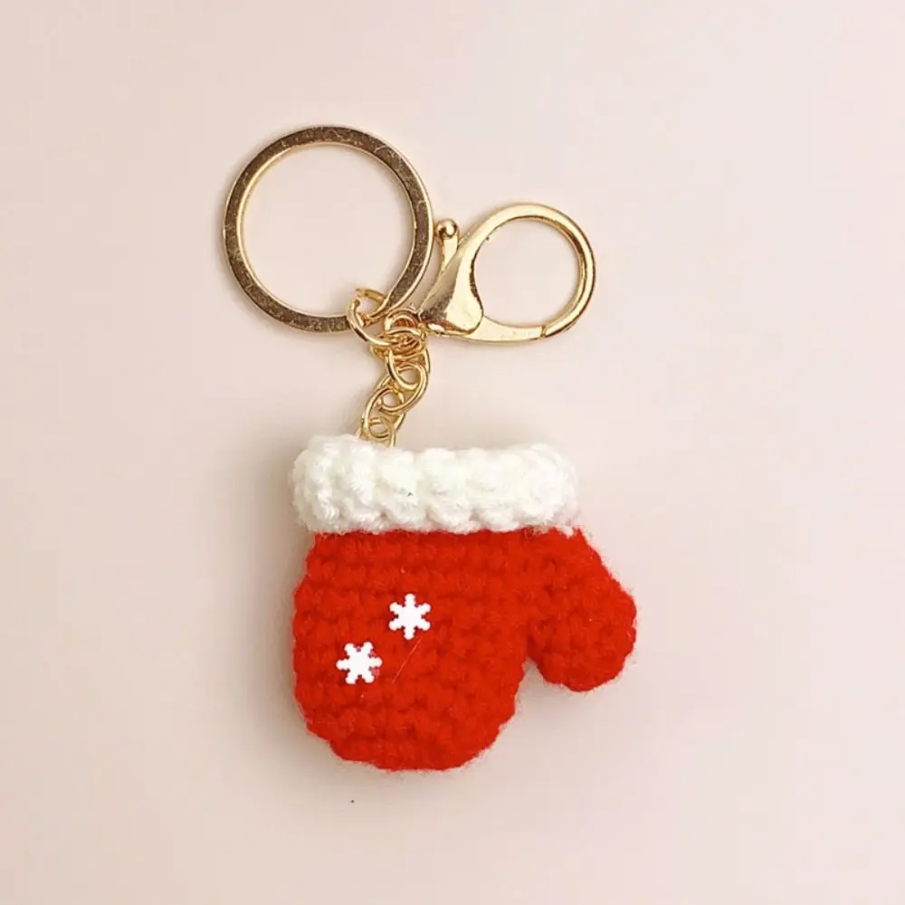 Christmas Mini Knitted Hat Keychains Knitted Hand-woven Christmas Hat Pendant Gloves Pendant Christmas Gloves Keyrings New Year