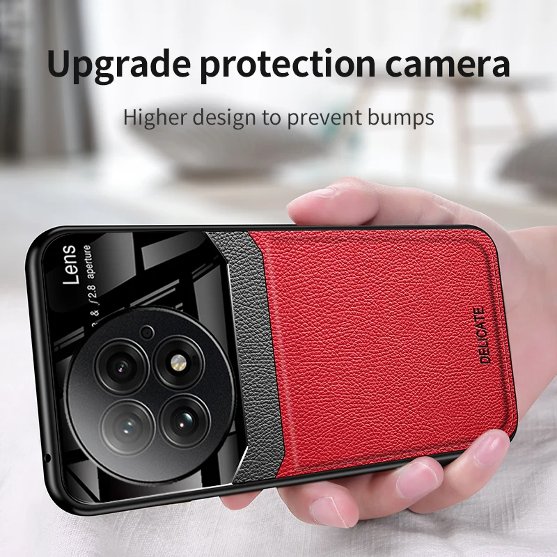 For OnePlus 13 Case Luxury PU Leather+hard PC Lens Protective Back Cover Case for OnePlus 13 12 11 12R 11R 10T 1+13 Phone shell