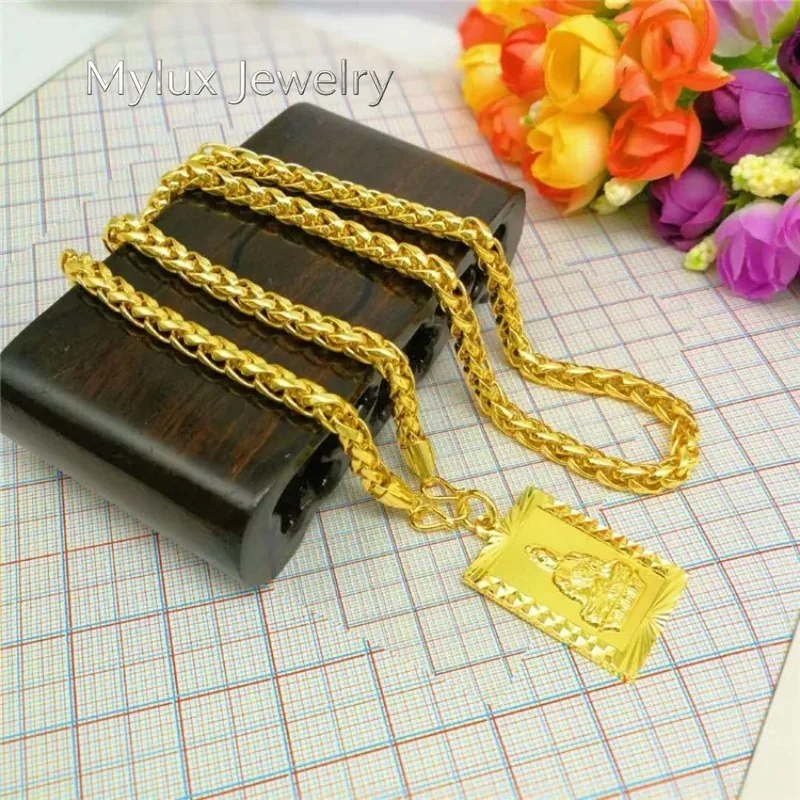 

Mylux Jewelry 9999 genuine gold 24K gold couple pendant, round bead necklace, gold jewelry pendant